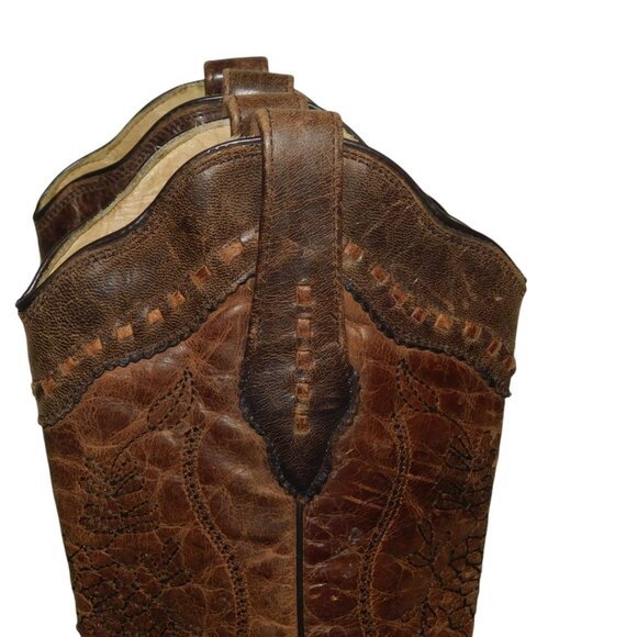 Corral Cowgirl Boots A2500 Brown Leather Embroidered Western Snip Toe Size 6M - Picture 5 of 16